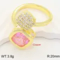 Minimalistiko gewmetriko tetragwno daxtylidi zirkonio, kompsos akoumpas kosmimatwn. - Ανοιχτό Ρυθμιζόμενο / 3.8g (Ακτίνα 20mm) / Роζ