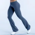 Hoge taille flared yoga broek voor dames, stijlvolle sport fitness workout sportbroek. - XS / Bottoms / Blauwgrijs