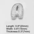 Sparkling zircon letter A pendant charm for DIY bracelet and watch strap accessories. - Letter A (brc72) / Silver