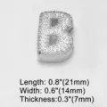 Close-up detail of silver letter B charm, fully paved with sparkling cubic zirconia stones. - Letter B (brc72) / Silver
