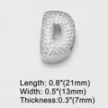 Detailed shot of sparkling letter D pendant with full cubic zirconia for DIY bracelet accessories - Letter D (brc72) / Silver