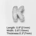 Pavé cubic zirconia letter K charm pendant, silver tone DIY jewelry accessory for bracelet. - Letter K (brc72) / 18K Gold / Silver