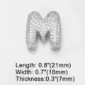 Silver paved cubic zirconia letter M charm pendant for DIY bracelet watch band accessories - Letter M (brc72) / 18K Gold / Silver