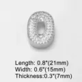 Pavé cubic zirconia letter O charm bead detail view with clear dimensions and sparkle. - Letter O (brc72) / 18K Gold / Silver