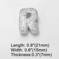 Silver tone letter R charm with cubic zirconia pave, perfect for DIY jewelry bracelets. - Letter R (brc72) / 18K Gold / Silver