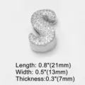 Close up detail of silver letter S pave zirconia charm pendant accessory for jewelry making. - Letter S (brc72) / 18K Gold / Silver