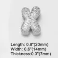 Silver tone letter X charm pendant, pavé cubic zirconia DIY accessory, detailed view. - Letter X (brc72) / 18K Gold / Silver