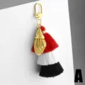 Porte-clés élégant coquillage et pompon multicouche pour femme, accessoire de sac doré. - Style Coquillage (A)