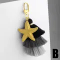 Joli pendentif étoile de mer dorée pompon dégradé multicouche porte-clés sac accessoire modèle B - Style Étoile de Mer (B)