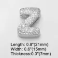 Silver Z letter charm for DIY bracelet jewelry, paved with sparkling cubic zirconia stones. - Letter Z (brc72) / 18K Gold / Silver