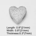 Silver heart shaped charm pavé with cubic zirconia sparkling DIY jewelry accessory for bracelet. - Heart (brc72) / 18K Gold / Silver