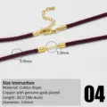 Handgefertigte DIY Baumwollseil Halskette Kordel mit vergoldetem Verschluss fuer Schmuck. - Weinroter Stil (04)