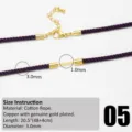 Collar de cordón de algodón morado DIY con cierres chapados en oro, 3mm, longitud de 48+4cm. - Estilo Púrpura (05)