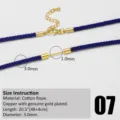 Collar cordón algodón azul accesorio DIY con cierre metal dorado y detalles de tamaño - Estilo Azul Oscuro (07)