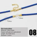 Collar de cordón de algodón azul con cierre dorado y cadena de extensión de 3 mm. - Estilo Azul (08)