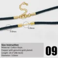 Cordón de collar de algodón trenzado a mano azul oscuro con cierres de metal chapado en oro. - Estilo Azul Marino (09)
