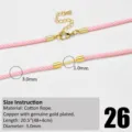 Cordón de collar trenzado rosa hecho a mano DIY accesorio con cierre bañado en oro 3mm - Cordón de Collar Tejido a Mano (26) / Rosa