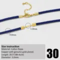 Cordón trenzado artesanal de algodón azul para collar DIY con cierre bañado en oro y cadena. - Cordón de Collar Tejido a Mano (30) / Azul marino