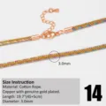 3mm Colorful Braided Rope Necklace Copper Gold Plated Adjustable Chain Detail View - Rose Gold 14