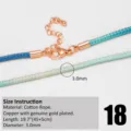 Colorful handmade woven necklace cord accessory 3mm cotton rope with gold plated clasp - Rose Gold 18