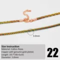 Detailed view of 3.0mm colorful braided cord necklace with rose gold plated clasp and chain. - Rose Gold 22