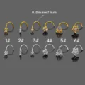 Stainless steel piercing nose stud ring with cubic zirconia in various cute shapes set. - Style 1 / Silver