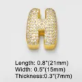 Goldener Pave Diamant Buchstabe H Anhanger Detail, glänzender Kristall für DIY Schmuck. - Buchstabe H / Gold