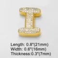 Goldener klobiger Buchstabe I Zirkon Anhänger, glänzendes Kristall Alphabet DIY Armband Zubehör. - Buchstabe I / Gold