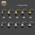 G23 Titanium Nose Rings Set Crystal Moon Hamsa Evil Eye Body Piercing Jewelry 0.8x7mm - Moon Shape(1#) / Silver