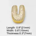 Goldener dicker Buchstabe U Anhänger besetzt mit funkelnden Zirkonia Steinen für DIY Schmuck. - Puffy Buchstabe U / Gold