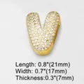 Buchstabe V Zirkonia DIY Anhänger Zubehör für Armband und Kette Detailansichten. - Puffy Buchstabe V / Gold