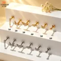 G23 titanium labret knop kraakbeen oorbellen set met zirkonia stenen in verschillende stijlen. - Stijl 1 / Zilver