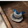 Blue embroidered butterfly hair clip Miao style silver tassel duckbill clip Hanfu accessory. - Blue Butterfly Tassel Clip / Single Unit / Blue