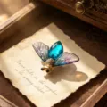 Vintage gradient crystal cicada wing brooch pin for women's coat and dress accessories - Transparent Colorful Wing Crystal Bee / Blue