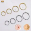 G23 Titanium hinged segment ring with cubic zirconia for nose, ear, and cartilage piercing. - 6mm / Silver
