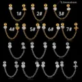 Boucles d'oreilles cartilage double chaîne en acier inoxydable avec oxydes de zirconium. - Style 1 / Or