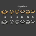 Edelstahl Piercing Ring Set mit Fledermaus und Sonnenstrahl Design für Ohr und Nase. - Sonnenstrahl-Stil (YWBH60606) / Stil 1 / Silber