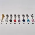 Magnifique piercing de langue en acier inoxydable avec filetage externe et belles zircones. - Style 1 / Argent