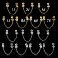 Boucles d'oreilles doubles en acier inoxydable avec oxyde de zirconium et motifs varies - Style 1 / Argent