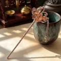 Forcina per capelli a farfalla con strass oro rosa per acconciature eleganti Hanfu antiche - Champagne