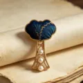 New Chinese style Song brocade peace lock embroidery brooch, elegant pearl pin suit accessory. - Blue