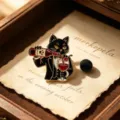 Cute vintage cat bartender enamel pin retro suit animal brooch fashion bag jacket accessories - Black Cat Dinner Gentleman