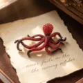 Vintage red rhinestone octopus brooch, elegant marine animal lapel pin for women coats. - Multicolor Rhinestone Octopus Brooch Red