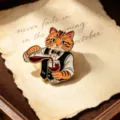 Vintage cartoon cat bartender enamel pin cute animal brooch badge for jacket bags accessories - Orange Cat Bartender