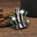 Retro Chinese style bamboo pearl brooch for women hanfu coat pin jewelry accessory chic design - Bamboo Style / Bamboo White Pearl