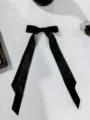 Pinza para el pelo con lazo de satén negro y cintas largas para un estilo balletcore - Negro