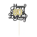 Détail de la décoration de gâteau à paillettes or et noir pour 80ème anniversaire - Chiffre 80