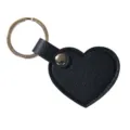 Klassischer schwarzer herzförmiger Leder-Schlüsselanhänger mit Metallring Dekor - Schwarz