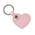 Elegante llavero de cuero rosa en forma de corazón con herrajes dorados para bolso - Rosa