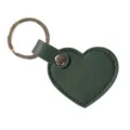 Llavero de corazón en cuero verde con anillo metálico para bolso o coche - Verde Militar